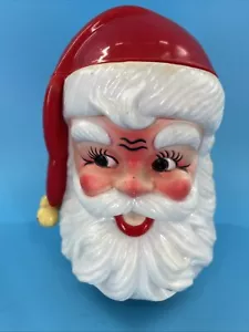 Vintage Santa Blow Mold Head Wind Up Musical Christmas Retro 1973 Hong Kong - Picture 1 of 4