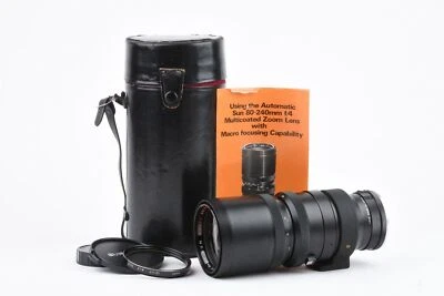 Sun 80-240mm F4 2-Touch Zoom Lens, manual, case, very nice, Olympus OM - Image 1 of 4