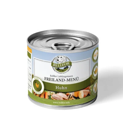 Bellfor Freiland-Menü Getreidefreies Nassfutter für Hunde mit Huhn 200 g, Hundef - Bild 1 von 3