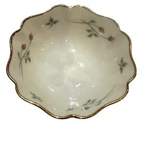 Lenox Rose Manor Bowl Gold Trimmed Scalloped Edge Dish 5 1/2 Inch Vintage - Picture 1 of 2