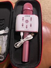 VERKB Wireless Karaoke Microphone Pink Speaker Bluetooth Self Contained System.