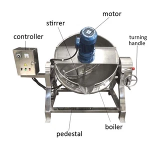 100L / 26.5 Gal Steam Jacketed Kettle with Scraper Incline Boiler Stainless Pot - Picture 1 of 23
