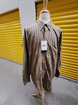 Cutter & Buck Brown Striped 100% Cotton Long Sleeve Shirt 3XT - Image 1 of 4