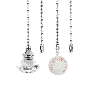 Ventilador de techo de diamante/béisbol de cristal 2 piezas extensión de cadena, transparente/blanco - Imagen 1 de 6