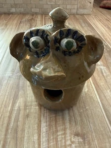Jerry Brown 2008 arte popular cara jarra Birdhouse Southern Pottery Hamilton Alabama - Imagen 1 de 6