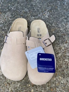 Birkenstock Boston Taupe Wildleder Clogs Weich Flach Komfort Freizeit Damenschuhe - Bild 1 von 5