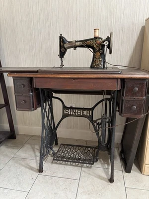 Antique Singer Treadle Sewing Machine Cabinet Drawer 1900s Vintage - Image 1 of 4