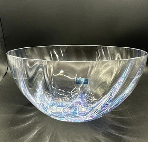 Caithness Crystal Glass Bowl Purple and Blue Striped 7” Wide Handmade Scotland - Picture 1 of 9