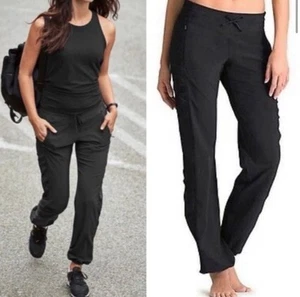 Athleta La Viva Pants Womens Size 6 Black Ruched Drawstring Zip Pockets - Picture 1 of 12
