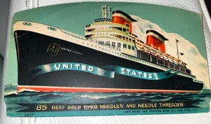 1952 S.S. UNITED STATES "A Perfect Assortment" Nähnadel-Set Schiff Kunstwerk - Bild 1 von 15