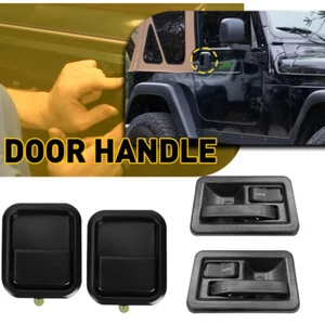 Front Outside & Inside Front Left & Right Door Handle For 97-06 Jeep Wrangl 2SET - Picture 1 of 30