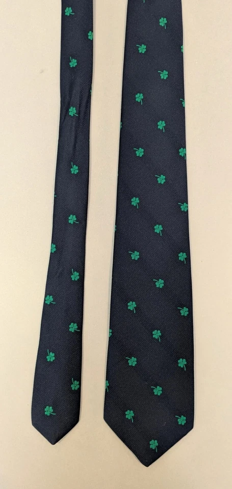 American Collection DAVID ROSS Shamrock Irish Tie Navy Blue St. Patrick's Day - Image 1 of 4