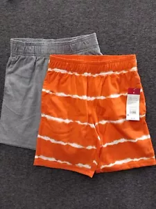 365 Kids From Garanimals 2 Pack Boys Size 6 Elastic Waist Shorts Orange/Gray - Picture 1 of 10
