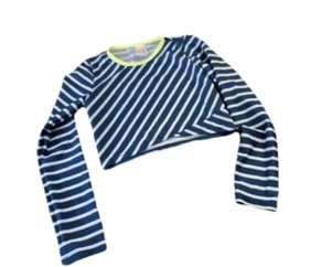 Striped Cropped Long Sleeve Rash Guard Swim Shirt - Cat & Jack 6/6x - Picture 1 of 2