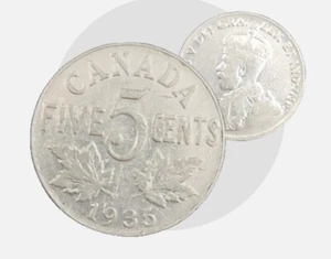 1935 Canada 5 Cent Nickel Coin, KM29 - Picture 1 of 7