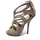 Women's Zigi Soho "Basked" Beige Suede 5" Heels Shoe Gold Zipper Detail Size 7M
