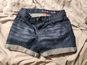 The Childrens Place Girls Size 12 Shortie Short Court Dark Denim Jean Shorts - Picture 1 of 3