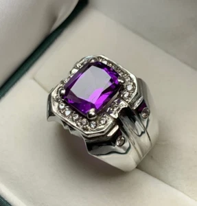 Natürlicher Amethyst Stein 925 Silber Ring lila Amethyst Ring, Handarbeit Ring - Bild 1 von 4