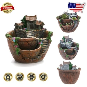 Unique Resin Fairy Garden Planter - Charming Pot for Succulent & Flower Displays - Picture 1 of 9