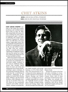 Chet Atkins 1924-2001 obituary death notice 8 x 11 tribute article print - Imagen 1 de 3