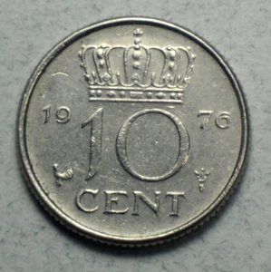 Netherlands 10c 10 Cents 1976 KM#182 Europe Coin - Picture 1 of 2