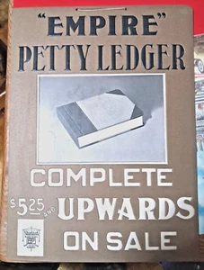 Vintage Cardboard 3D litho EMPIRE PETTY LEDGER Store Sign RARE - Picture 1 of 7