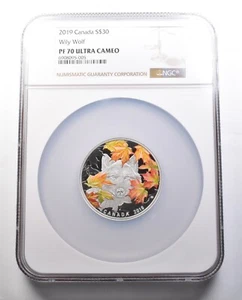 2019 Canada 30 Dollars Silver Wily Wolf PF70 UCAM NGC *7295 - Picture 1 of 3