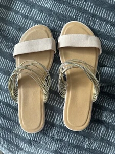 SHEIN Gold And Nude Strappy Slide On Sandals - Picture 1 of 2
