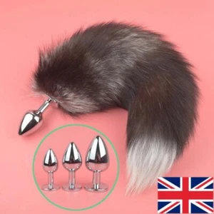 2023 Hot Women Faux Fox Tail Plug Anal Butt Stopper Stainless Steel Adult Toy UK - Picture 1 of 12