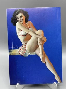 Vintage Double Sided Glamorous Pin Up Girl Art Print Singed Post Card Size - Picture 1 of 6