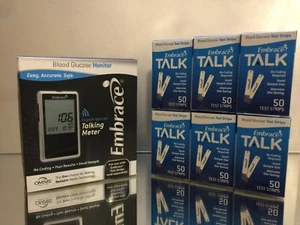 Embrace TALK Blood Glucose Test Strips 300 (CT) PLUS FREE METER. EXP 10/2026 - Picture 1 of 6