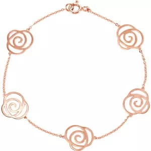 Floral Blumen Armband 14K massiv Roségold 7 Zoll Länge Video - Bild 1 von 8