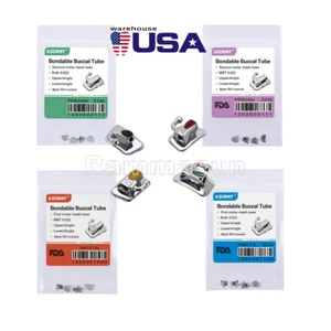 Dental Orthodontic Bondable Buccal Tubes MBT Roth 022 1st Molar Non-Conv AZDENT - Picture 1 of 39