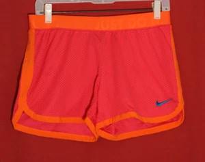NIKE Dri-Fit Womens S Pull On Mesh Running Shorts Hot Pink Orange Elastic Waist - Picture 1 of 7