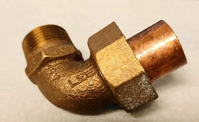 LEE 3/4” Brass Elbow with Copper Union Fitting - Image 1 of 4