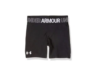 NWT Under Armour Girl's HeatGear Armour Bike Shorts Black/White Size YS - Picture 1 of 2