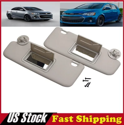 Pair Set Left+Right Gray Sun Visor With Mirror For Chevrolet 2012-2020 Sonic *** - Image 1 of 4