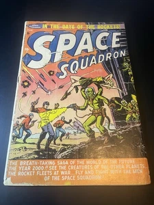 Space Squadron #2 Rare 1951 Pre-code Timely Sci Fi Aliens Cover Detached - Picture 1 of 10