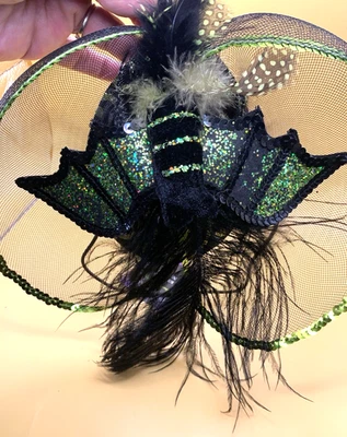 Pier 1 Vintage Green & Black Halloween Costume Headband hair clip - Image 1 of 4