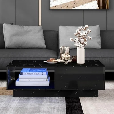 CLOUD NINE FURNITURE Contemporary High Gloss LED 1 Drawer Coffee Table 5 Colour Options Living Room