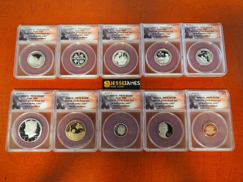 2019 S PROOF SILVER ANACS PR70 DCAM 10 COIN SET CENT THRU KENNEDY & QUARTERS Cover