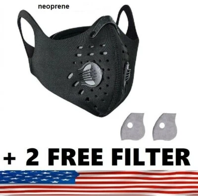 Sport Mask Active Carbon Filter & Breathing Valve + 2 Free 5Layer PM 2.5 Filter✅ - Image 1 of 4