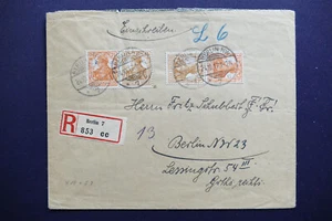 Deutsches Reich minr. W10 + S7 Zusammendruck auf Einschreiben Brief (GB 1353) - Picture 1 of 4