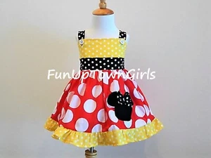GIRLS MINNIE MOUSE JUMPER BIRTHDAY DRESS 12 M TO 6 Y - Picture 1 of 3