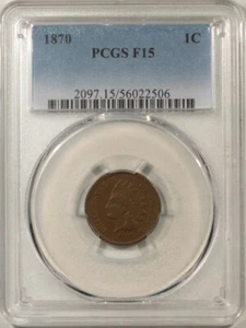 1870 INDIAN CENT - PCGS F-15 BN - Picture 1 of 3