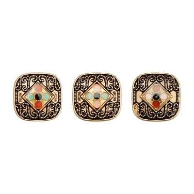 5pcs Vintage Square Alloy Button with Colorful Enamel Inlay 22mm - Image 1 of 4
