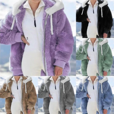Chaqueta Abrigo Invierno Parka Cálida Mujer Sudadera con Capucha Vellón Difuso Calentado Piel de Felpa 20% DE DESCUENTO Foto 1 de 4
