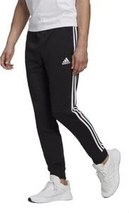 Adidas Men's Essentials French Terry Tapered Cuff 3-Stripes Pants - Picture 1 of 5