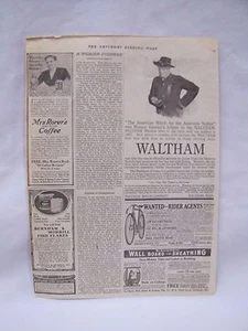 Saturday Evening Post Page May 13 1911 Brush Runabout/Waltham Ads Antique - Picture 1 of 12