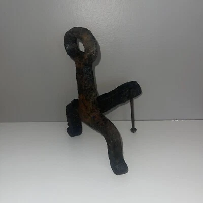 Antique Cast Iron Fire Dog Andiron Rusty Conditions Vintage Heavy ONE - Image 1 of 4